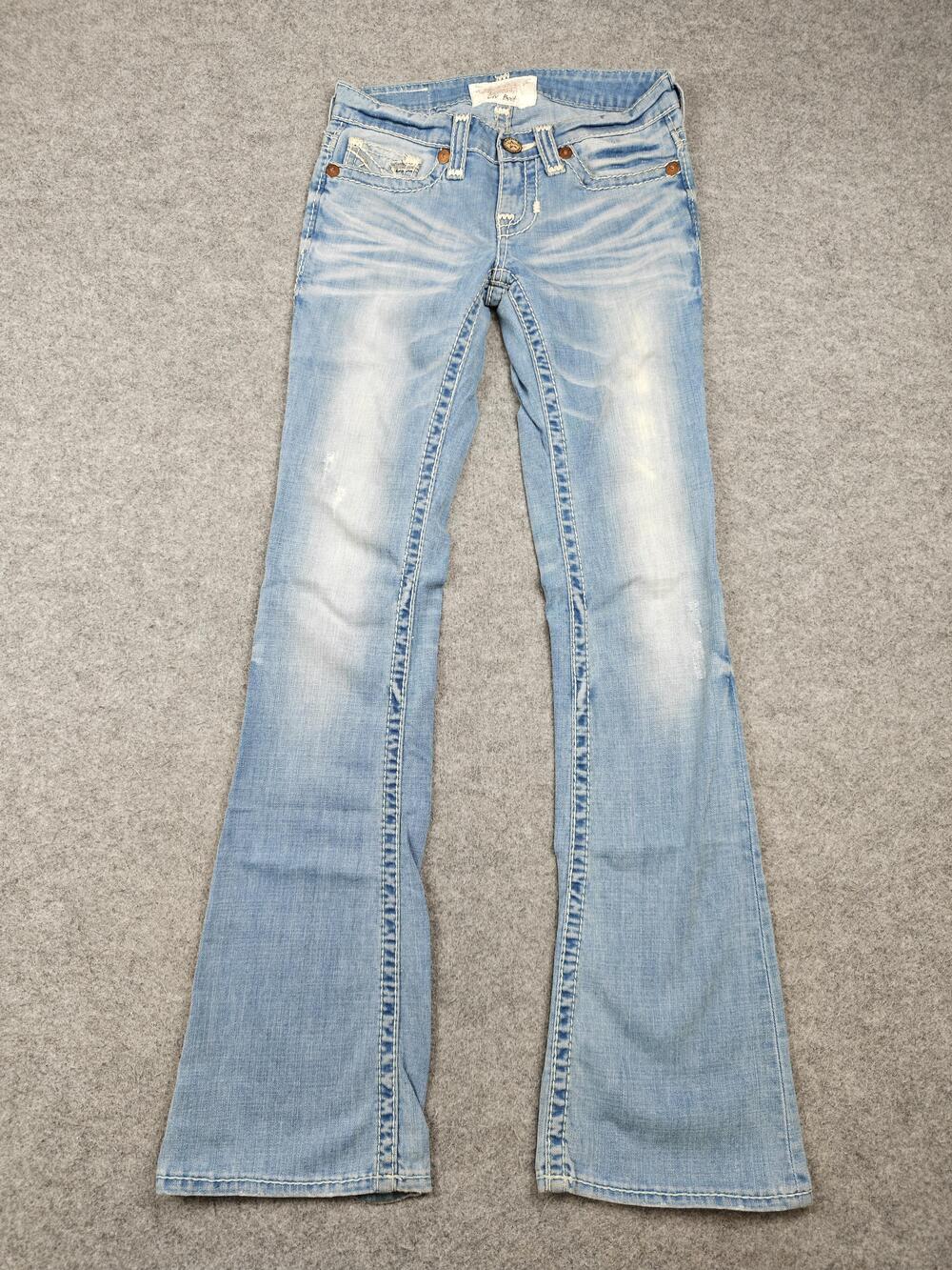 BIG STAR Jeans Womens 26 Blue Liv Boot Slim Bootcut Distressed 33 Inseam